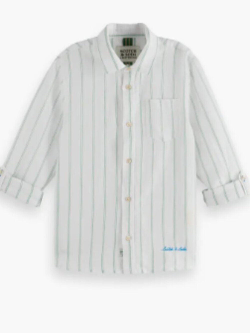 Scotch & Soda Kids' Stripe Linen & Cotton Button Up Shirt Size 8